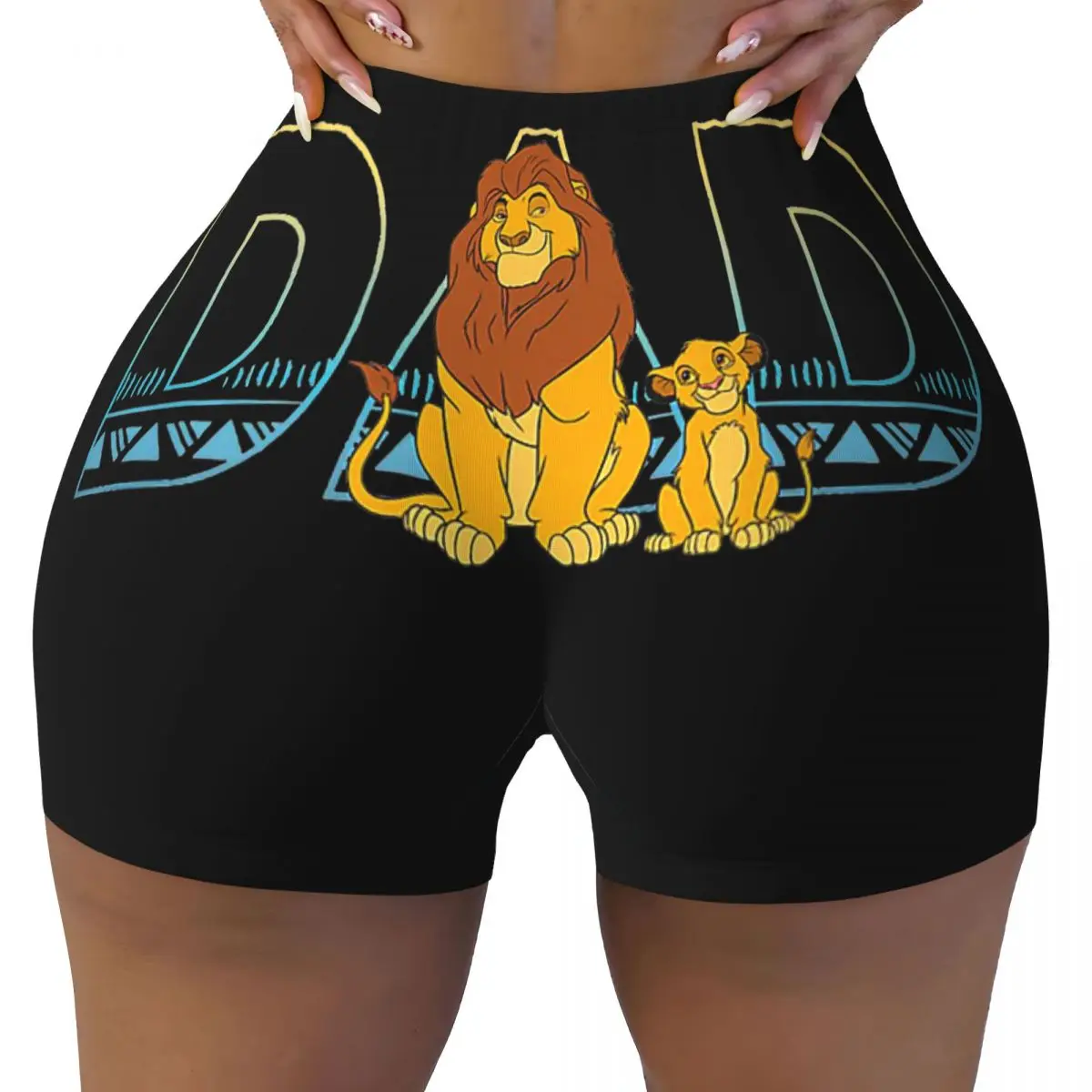 

Women Fitness Yoga Lift Tight Shorts The Lion King Shorts Simba and Mufasa Dad Sports Pants