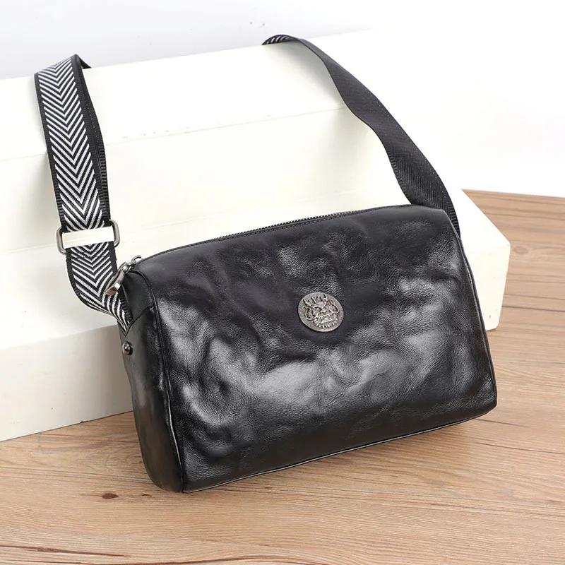

Men's leather shoulder bag head layer leather crossbody bag men's business large capacity shoulder bag