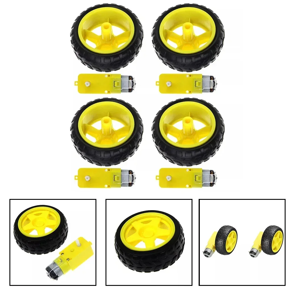 Smart Robot Car Plastic Tire Tyre Wheel w DC 6V Gear Motor Set for Arduino Longer Wheel and Motors Service Life