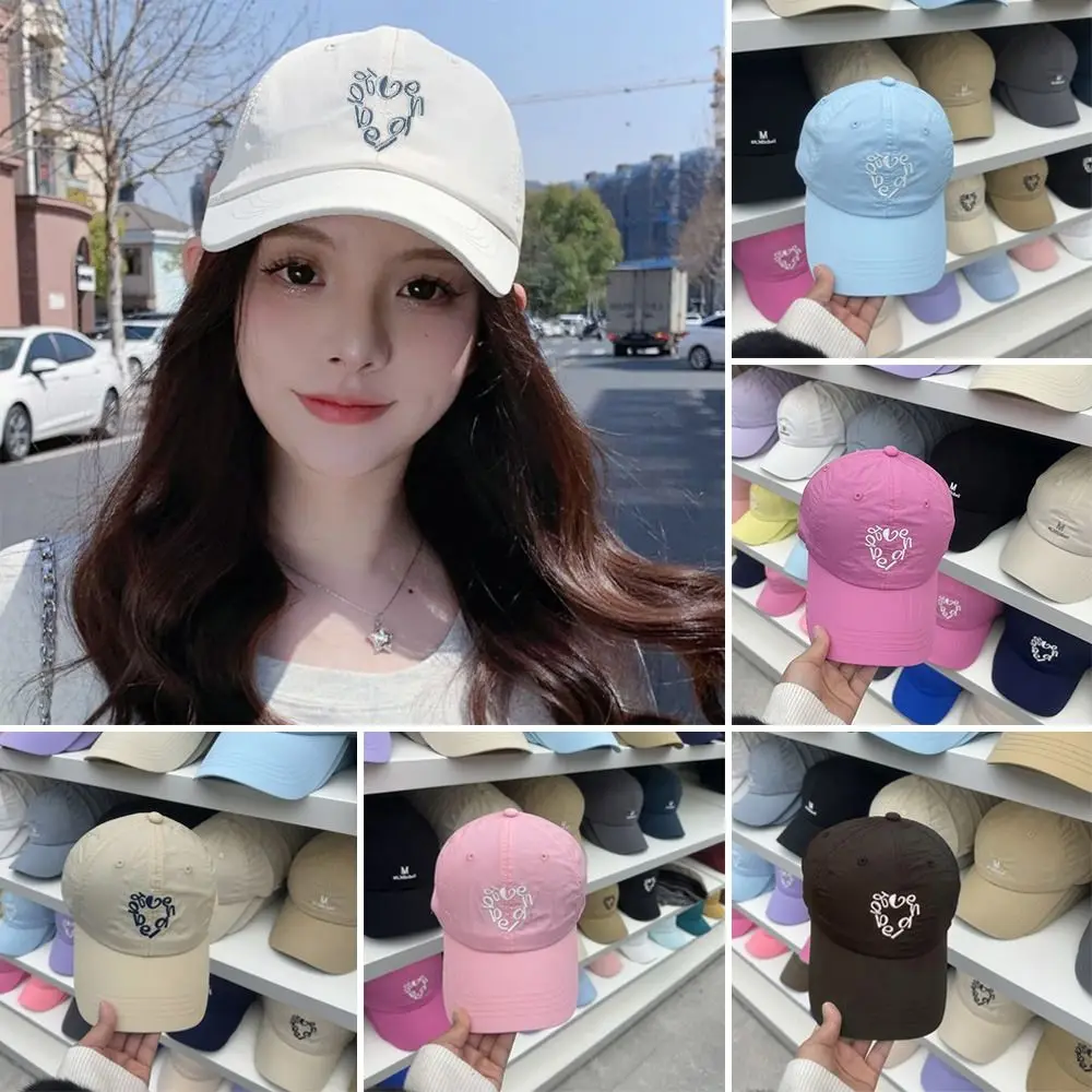 Outdoor Adjustable Baseball Cap Breathable Love Embroidery Sun Hat Quick-drying Casual Snapback Hat for Men Women