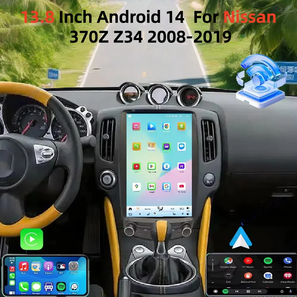 

13.8" Android 14 Touch Screen For Nissan 370Z Z34 2008-2019 Car Multimedia Player Stereo GPS Receiver Radio Head Unit CarPlay
