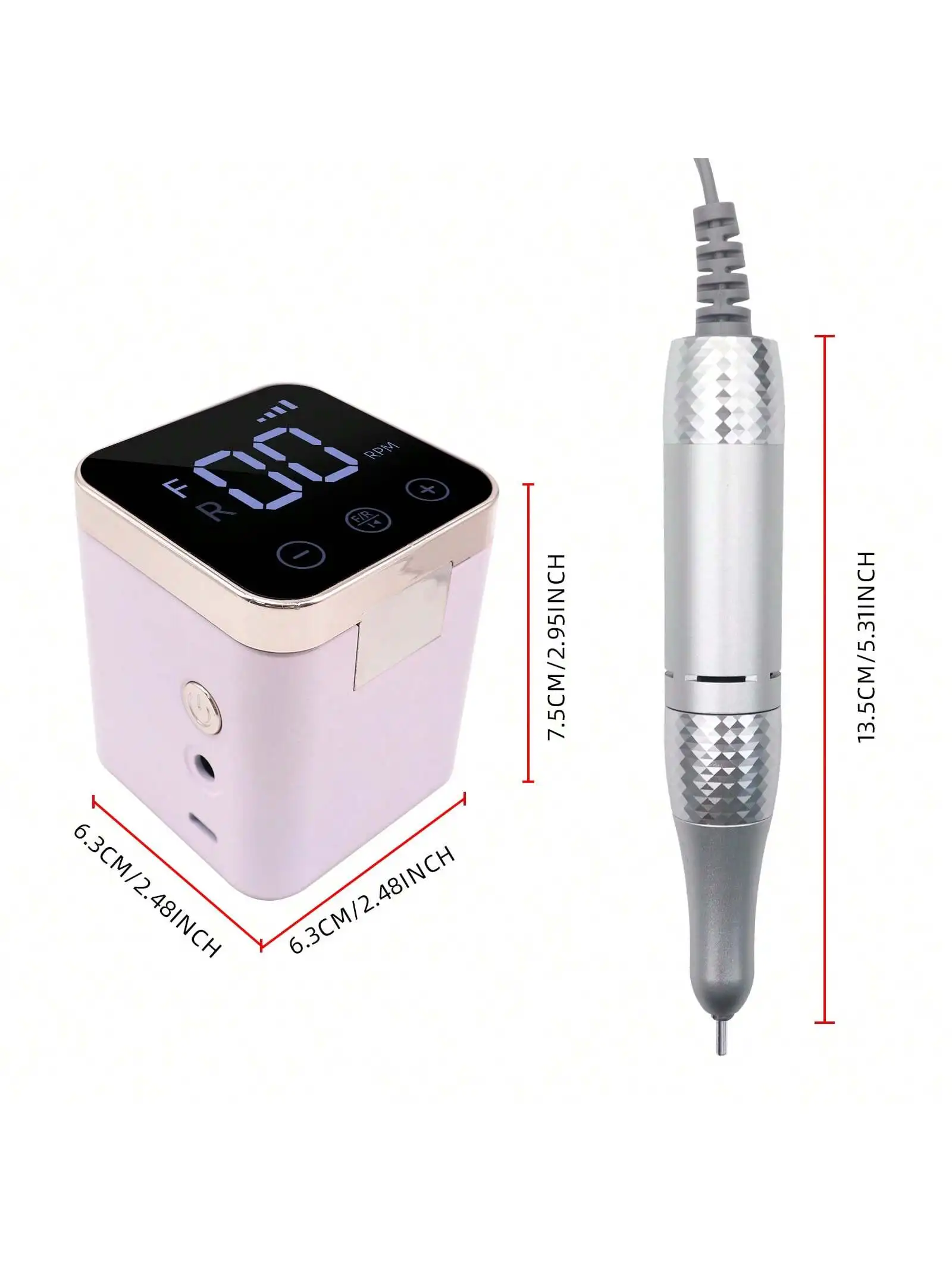 Profesjonalna elektryczna frezarka do paznokci 2 w 1, akumulatorowa, 3000mAh, 35000 obr./min, przenośna polerka do paznokci M