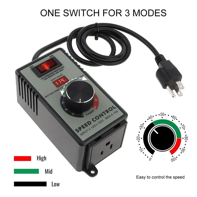 AEE6-AC Motor Speed Controller Variable Speed Controller Fan Speed Controller For Motor Overload Protection US Plug