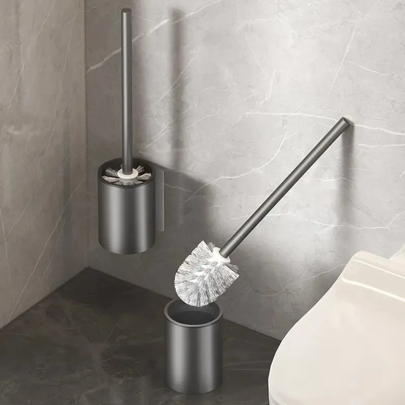 2026 Bathroom Toilet Brush Holder Cleaning Tools Space Aluminum Wall Mounted No Drill Vertical Toilet Brush Bathroom Accessories