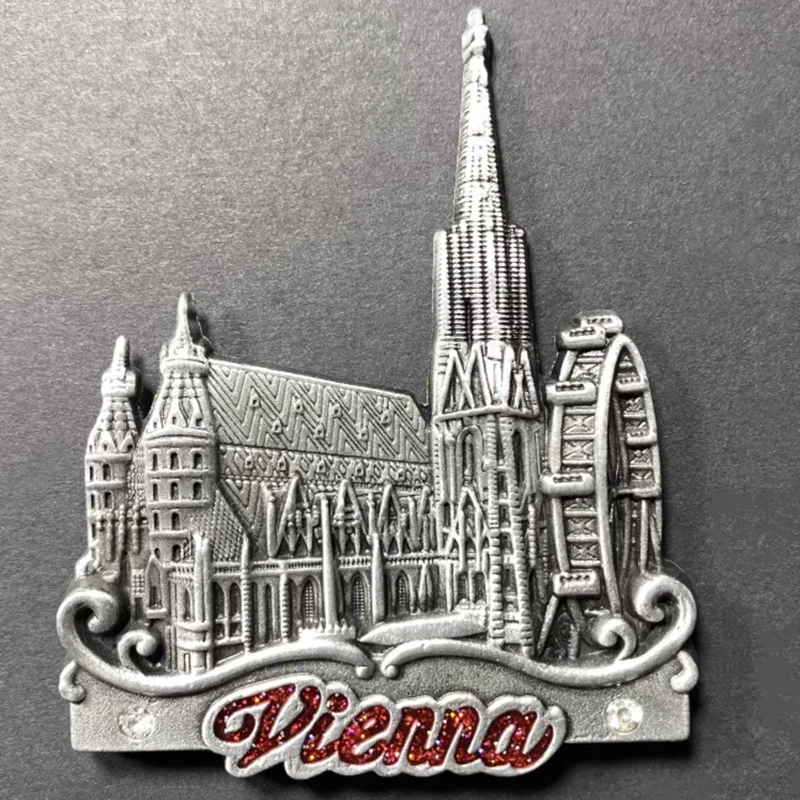 Europe Austria 3D Metal Fridge Magnets Tourism Souvenir Refrigerator Magnets Sticker Collection Handicraft Decoration Articles