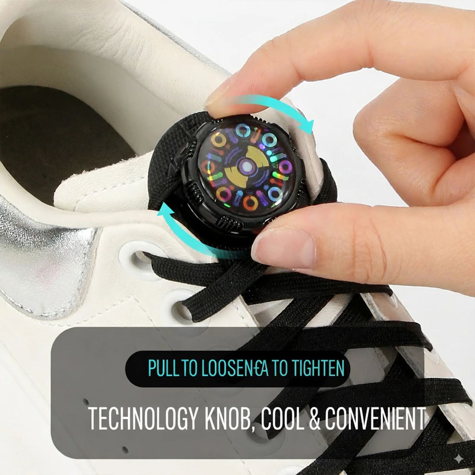 1 Pair Rotating Shoe Buckle Dial No Tie Shoelaces Automatic Locking for Sports Running Shoes Quick Lacing Thick Rope Lazy Laces