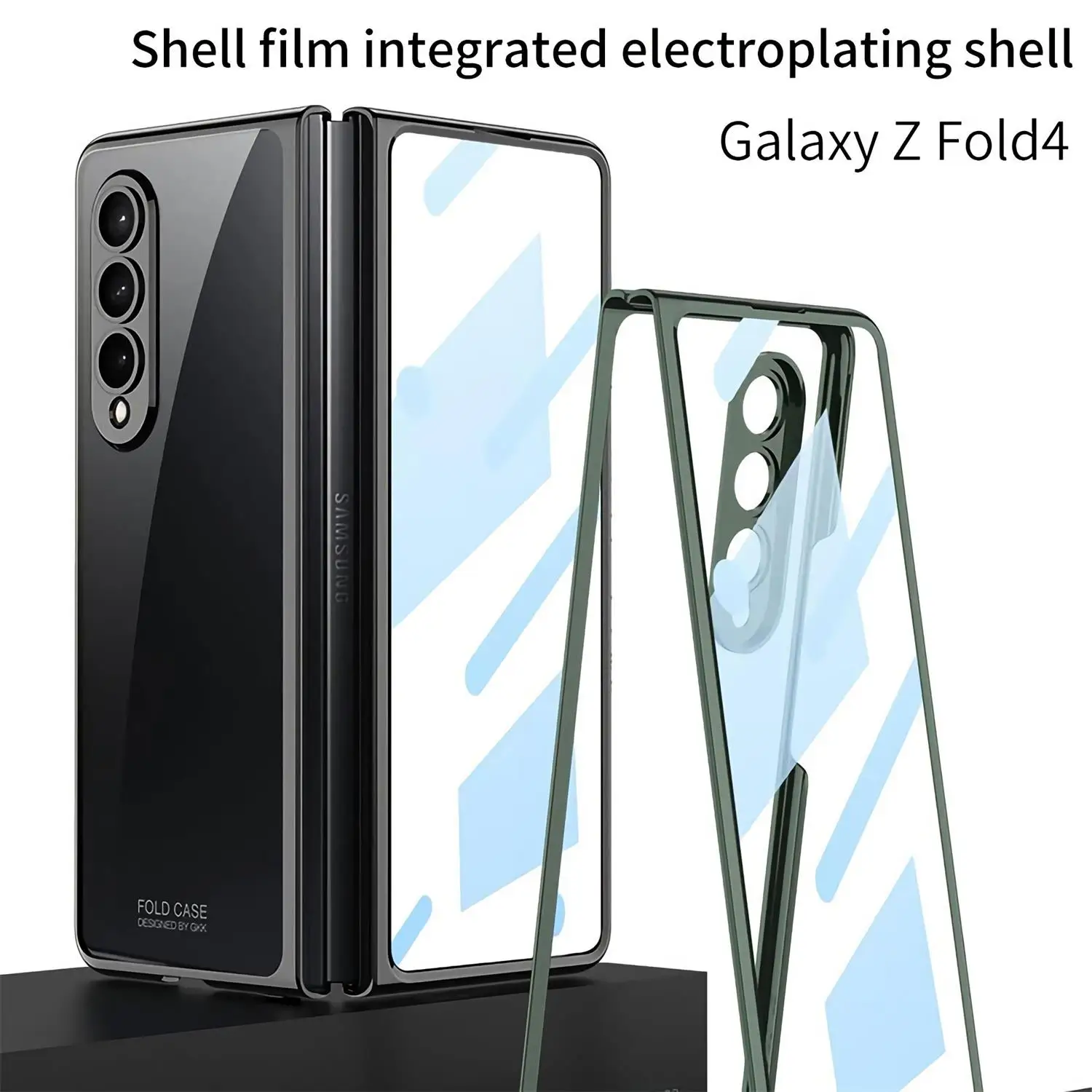 For Samsung Galaxy Z Fold 4 5 3 5G Case Electroplated Frame Shockproof Front Tempered Glass Full Protection Cases For Z Fold 4