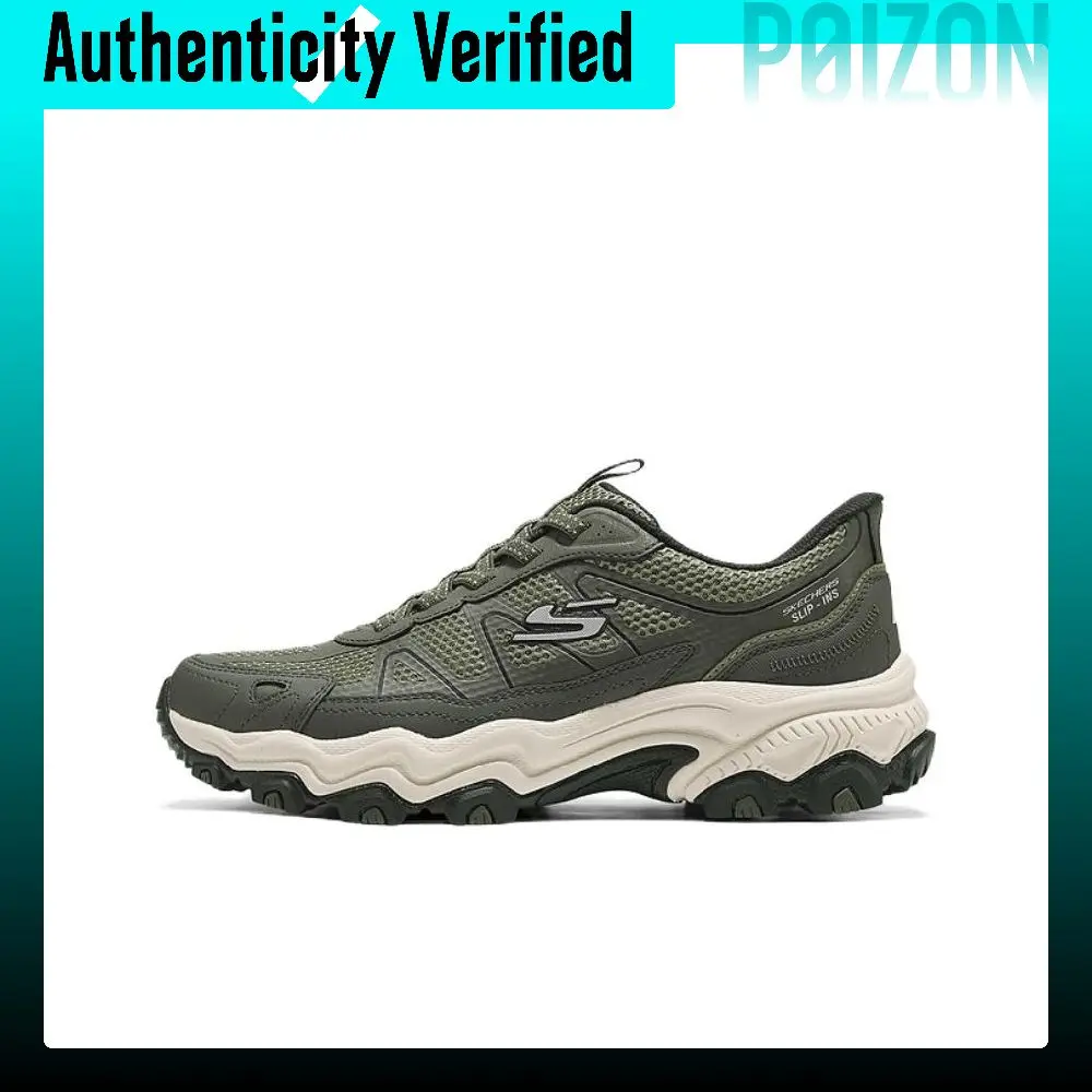 Skechers Stamina At Mesh Slip-Resistant Abrasion-Resistant Low-top Hiking Shoes Men's Green 237867-OLBK