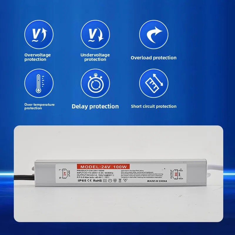 Factory-Direct IP67 Waterproof AC-DC Switching Power Supply 12V 24V 100W for Outdoor LED Strip Lighting,Camera, Security System