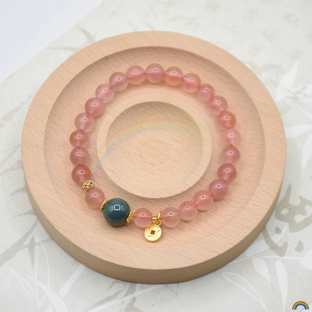 Natural Ice Floating South Red Agate Bracelet Women's Hotan Jade Transfer Bead Single Loop Bracelet Rwbuy Brand Design