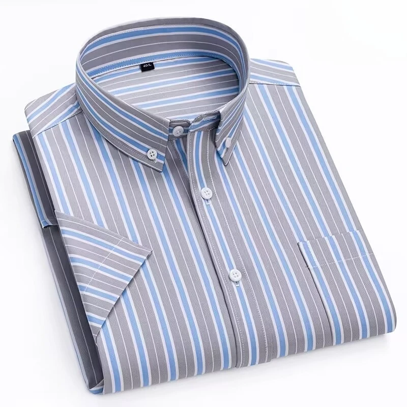 Hight qulity 100%cotton thin summer shorts sleeve shirts for man slim fit formal shirt soft business elegants designer clothes
