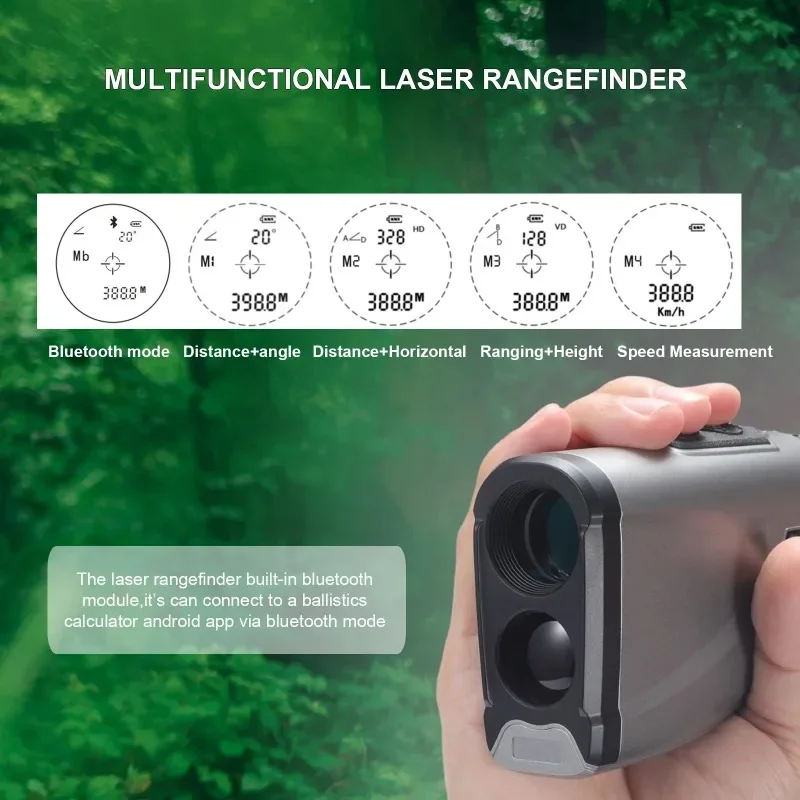 600M Reticle Ballistic Calculator Rangefinder  Height Angle Speed Measurement Hunting Golf Laser Rangefinder