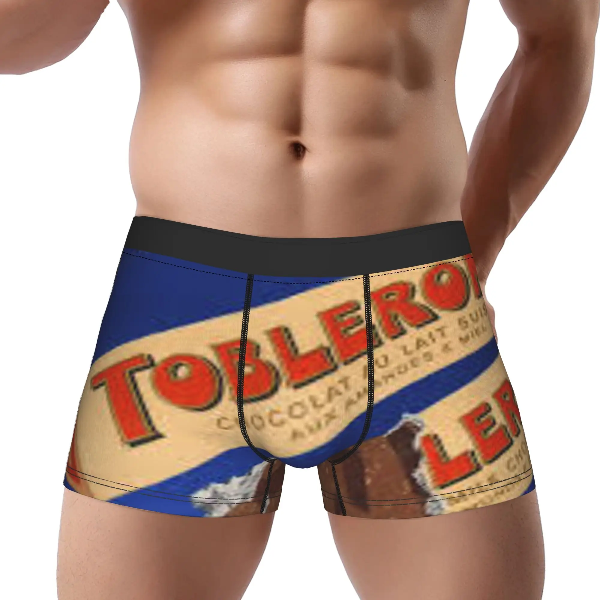 

Синие шоколадные трусы-боксеры Toblerone для мужчин, мужское нижнее белье с принтом, шорты-боксеры
