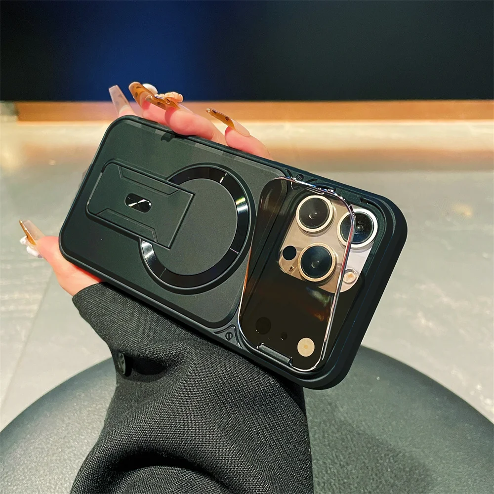 Luxuriöse unsichtbare Magnetische Hülle mit Ständer für iPhone 17 16 15 14 Plus 13 12 18 Pro Max, kabellose Ladehülle mit Linsenschutz – Detail 5