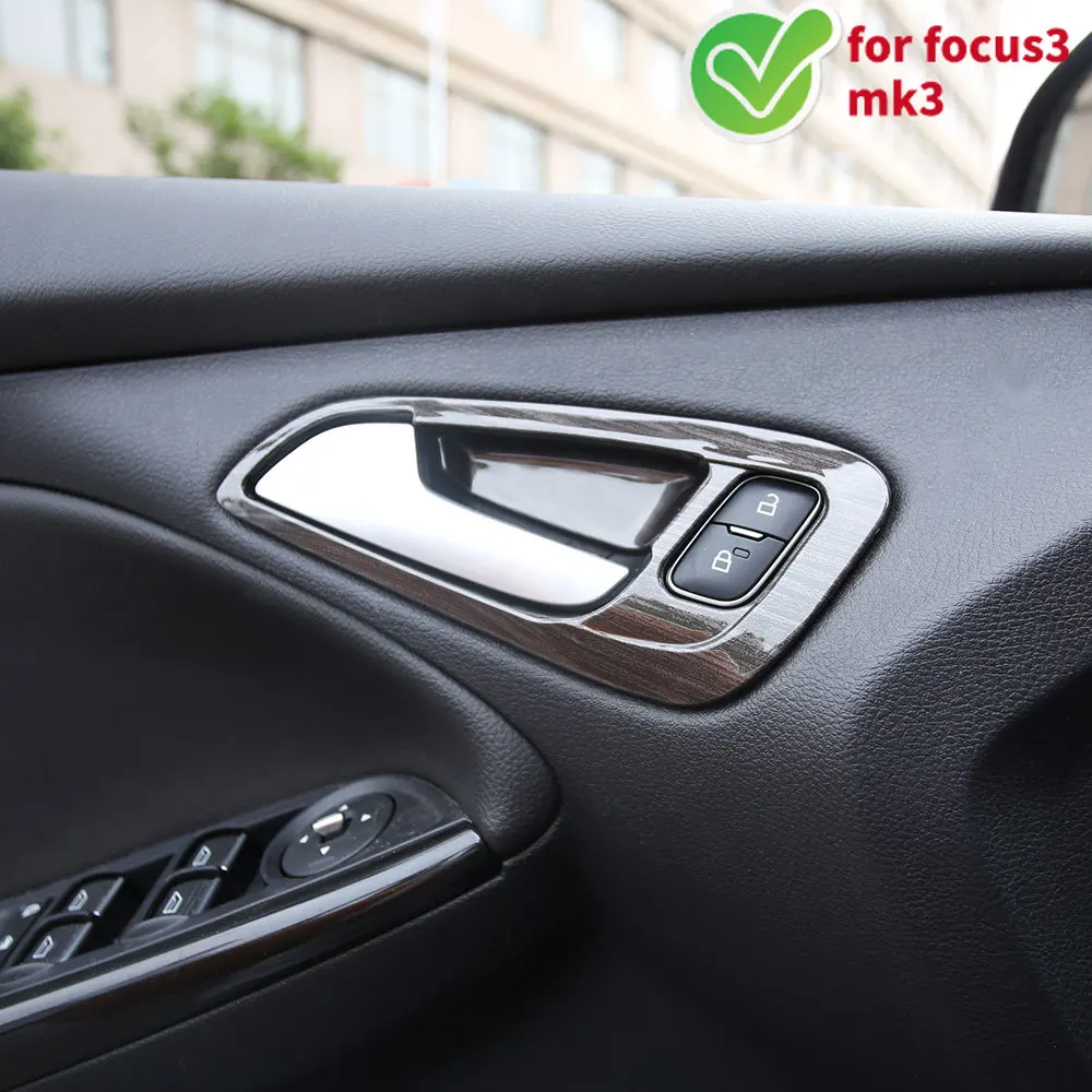 Car Door Interior Handle Decoration Frame Trim for Ford Focus 3 MK3 2015 - 2018 Inner Doors Bowl Cover Stickers Accessories