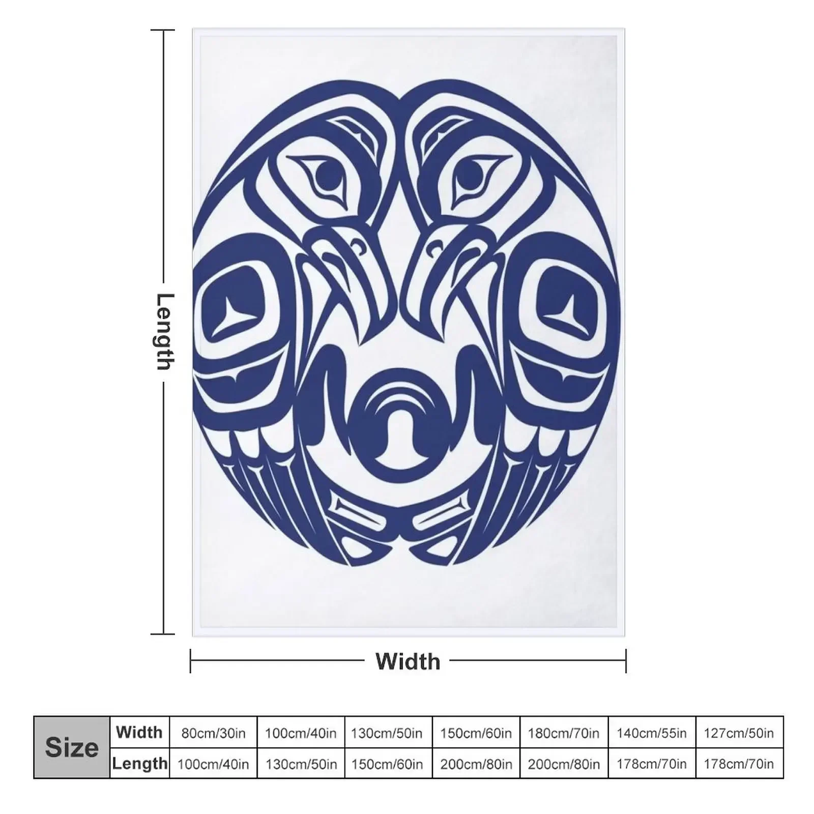 Double raven circle pacific northwest formline salish haida eagle moon Throw Blanket Beautifuls Custom Decoratives Blankets