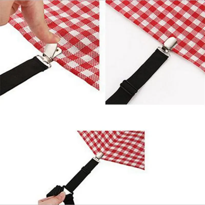 4pcs Adjustable Bed Sheet Fasteners Straps Elastic Mattress Cover Corner Holder Clip Grippers Suspender Cord Hook Loop Clasps