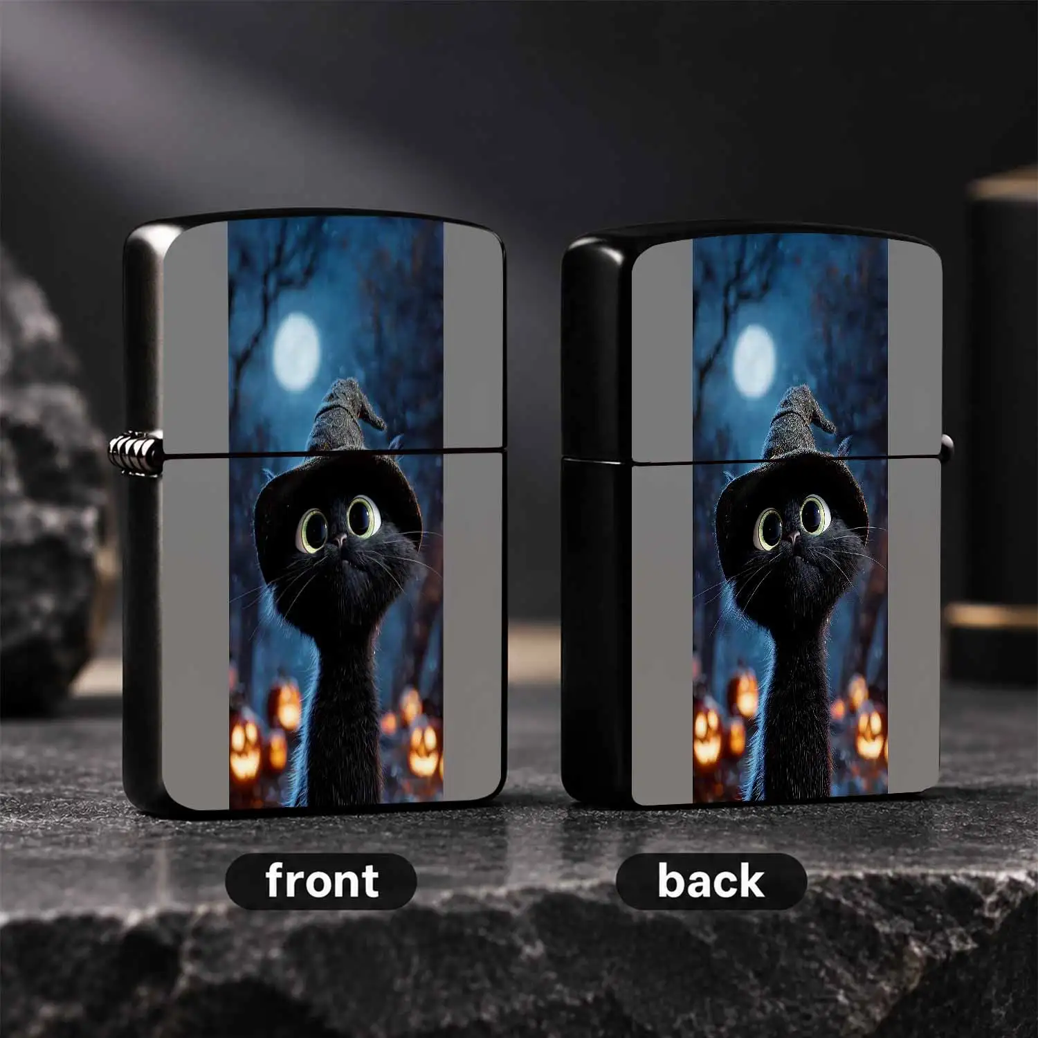 Cute Wizardlighter With Halloween Night Full Moon Glowing Pumpkin Forest Pattern, Portable Delicate Accessory For Daily Use, Party Gathering, Outdoor Activity, Nice Unique Gift For Friends And Family On Special Occasion A Humorous And Inter