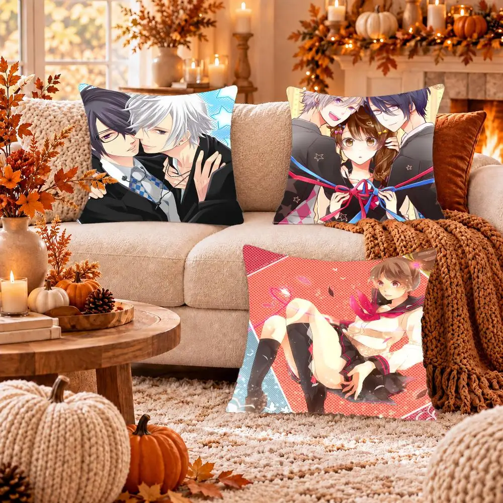 Anime B-Brothers Conflict Cushion Cover Soft Plush Cushion Case Throw Pillowcase Cozy Home Sofa Bed Living Room Decor