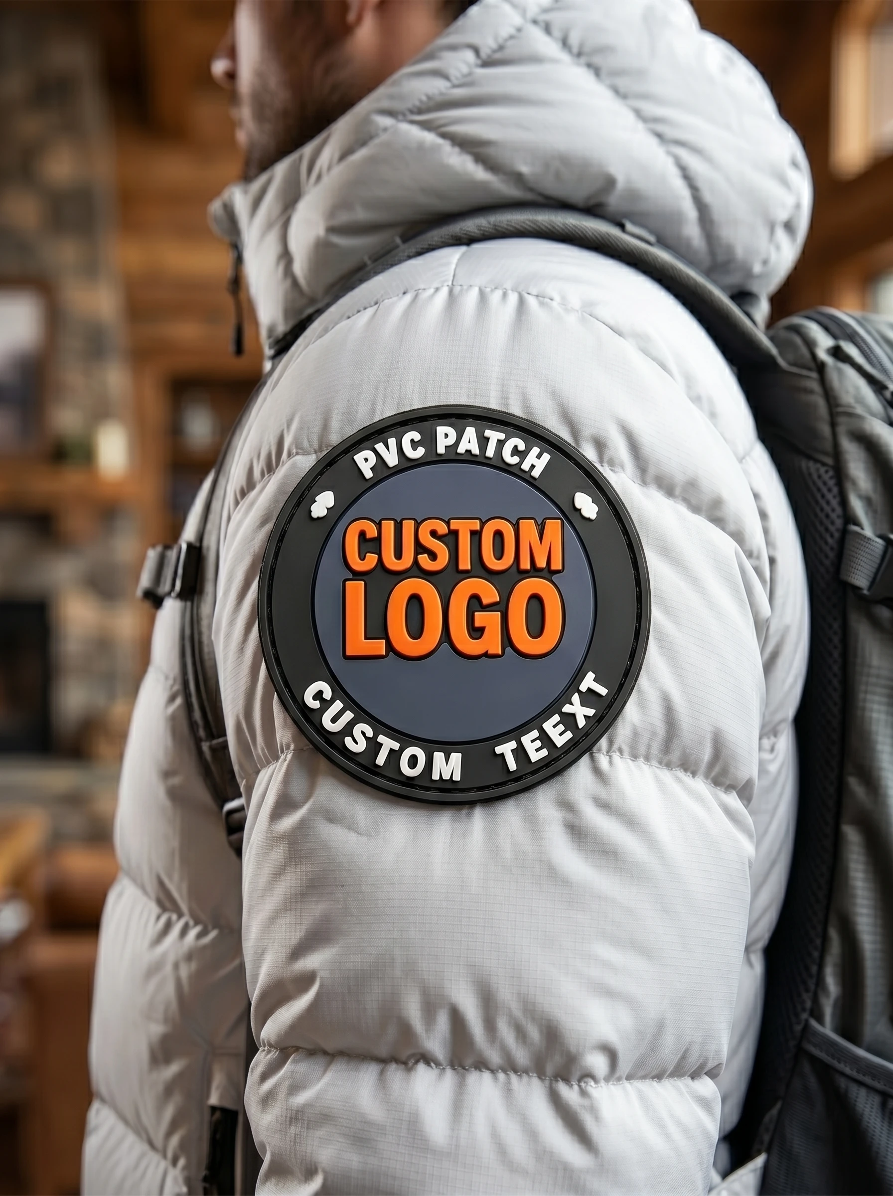 Personalized Logo Rubber PVC Clothing Patch 3D Iron on Patch Self Adhesive Appliques Badge PVC Patches for Hat Hook and Loop view 4