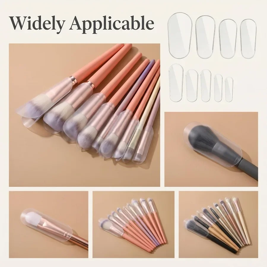 18-teiliges Set Make-up Pinsel Staubschutz 9-Größen Universelle Passform Transparente Aufbewahrungstasche für Make-up Pinsel Wasserdichter Borstenschutz – Detail 3