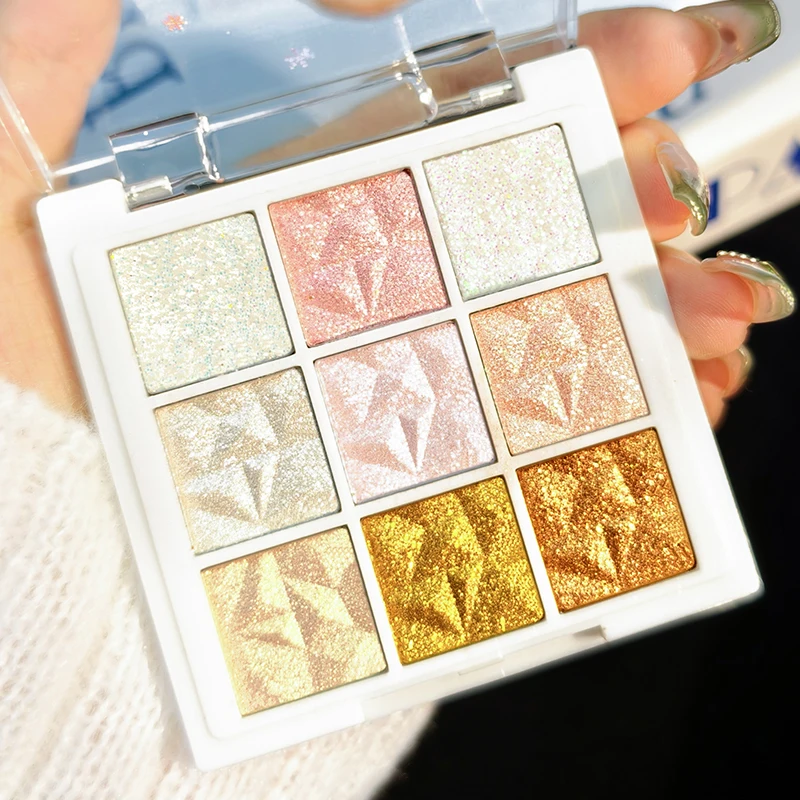 9‑Color Shimmer Eyeshadow Palette Multi‑Finish Metallic Glitter Eye Shadow Cream & Powder Texture High Pigment Sparkling Eye Mak