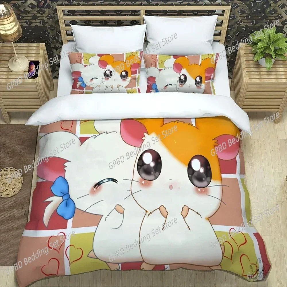 

Cartoon Lovely Hamtaro 3D NEW Duvet Cover Pillowcase Bedding Set Adult Boy Girl Bedroom Decoration Children Single Double Large