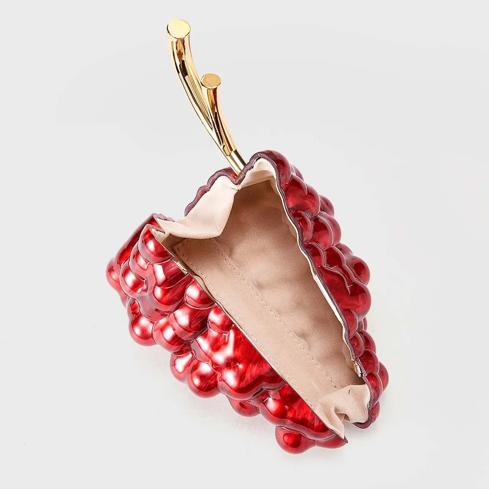 

Women Acrylic Grape Shaped Chain Shoulder Bags Creative Design Fashion Mini Purse Party Banquet Clutch Bag Party Wedding Wallets