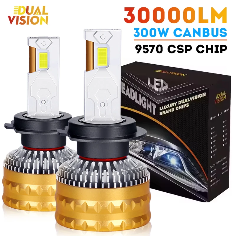 

H4 H11 LED Headlight 30000LM 300W CANBUS Lights H7 H9 H8 9005 9006 HB3 HB4 9012 HIR2 Auto Fog Lamps Double Copper 6000K White