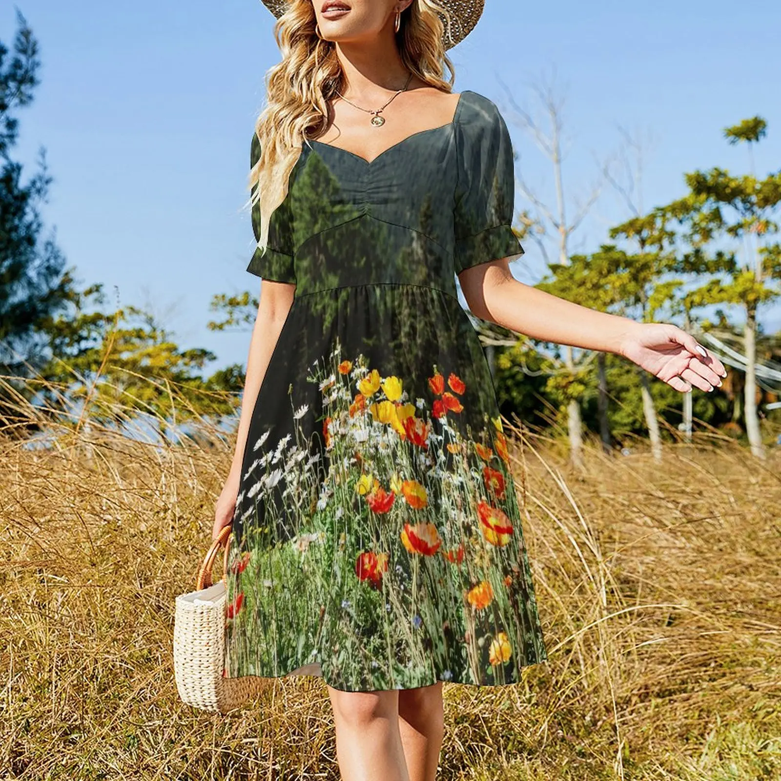 Mountain garden Short Sleeved Dress prom clothes dress women summer Dress