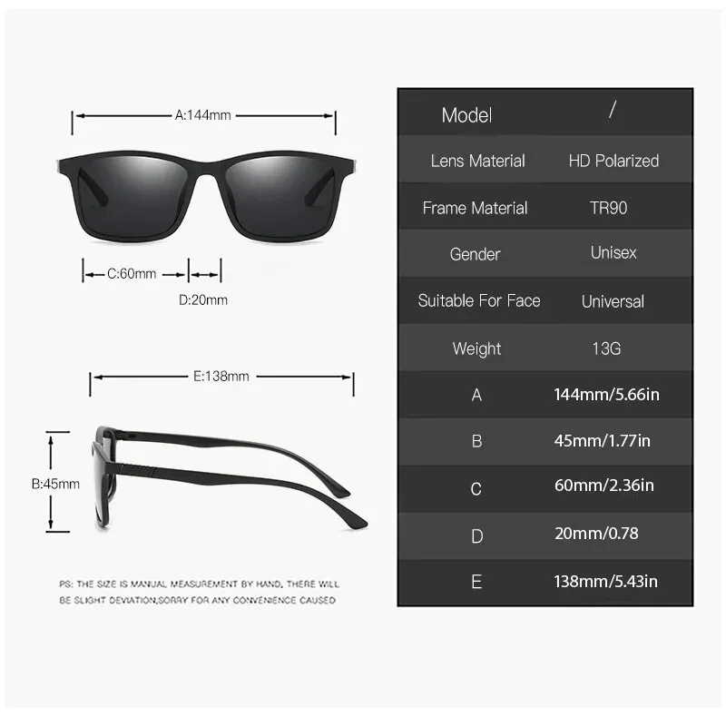 Fashion Sunglasses Men Polarized Sunglasses Men Driving Mirrors Coating Points Black Frame Eyewear Male Sun Glasses UV400