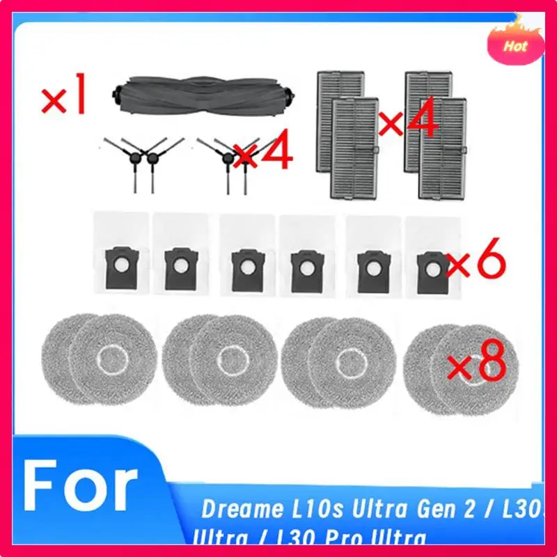 

ABYP For Dreame L10s Ultra Gen 2 / L30s Ultra / L30 Pro Ultra Robot Vacuum Roller Side Brush HEPA Filter Mop Pad Dust Bag