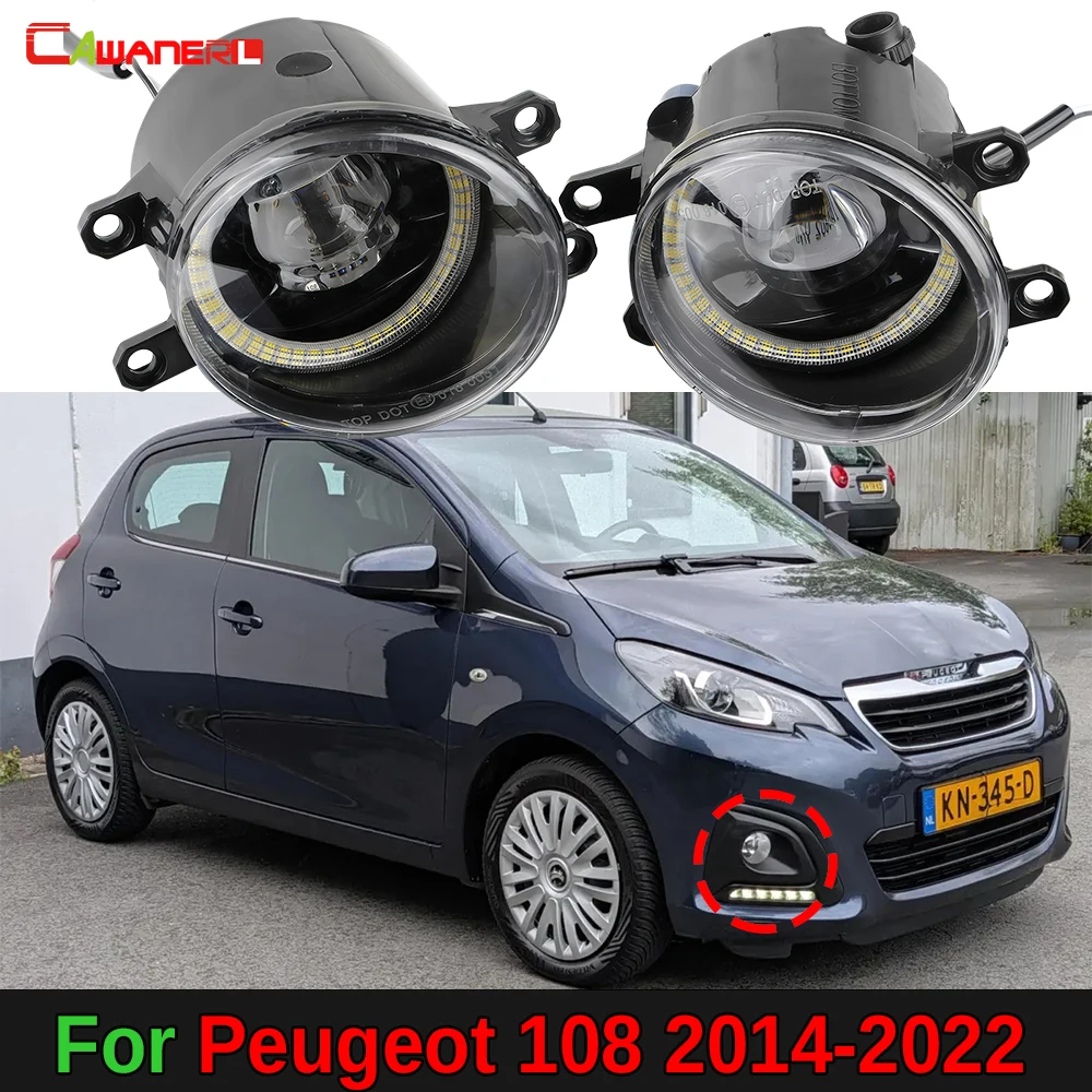 

2 Pieces LED Fog Light + Angel Eye DRL For Peugeot 108 2014-2022 30W H11 Car Fog Lamp Assembly Daylight
