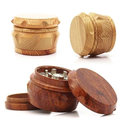 40mm Wood Grain Herb Grinder 4-Layer Metal Grinder Christmas Gift Men's Special Tool
