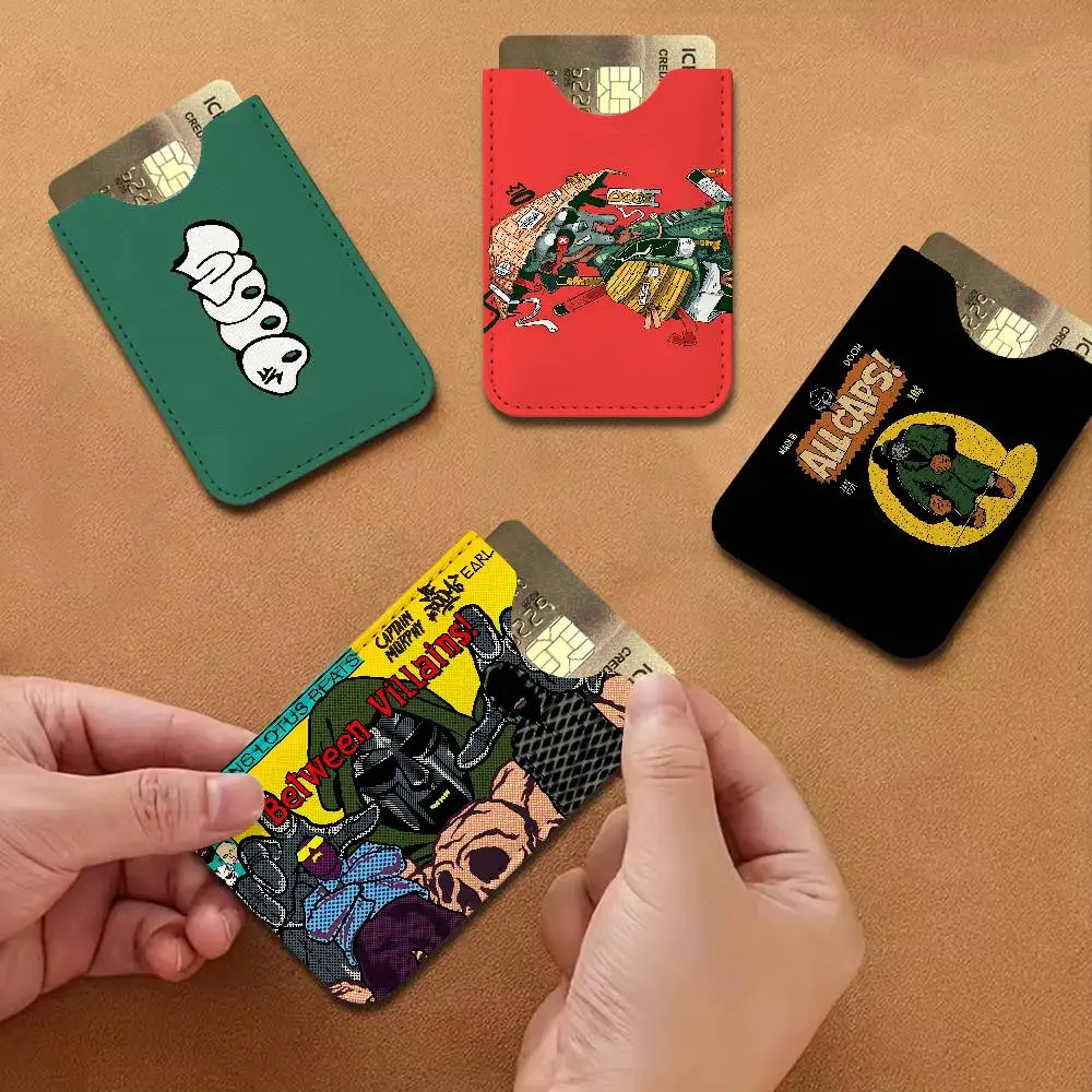 Rapper MF DOOM Men's Genuine Leather Mini Card Wallet, Ultra Thin Credit Portable Business Card & Transit Bus Card