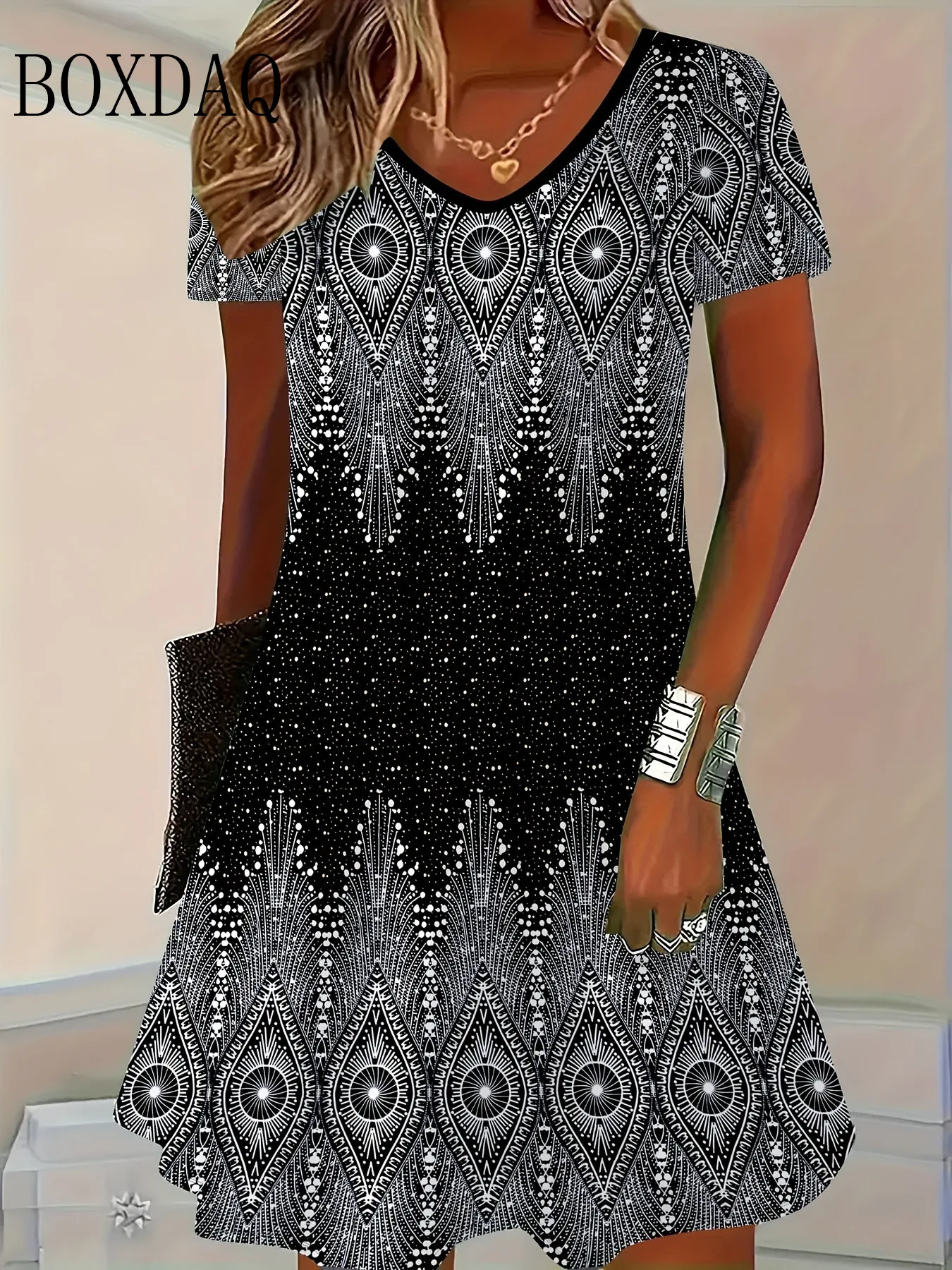Vintage Ethnic Print Plus Size Robe - alternate angle
