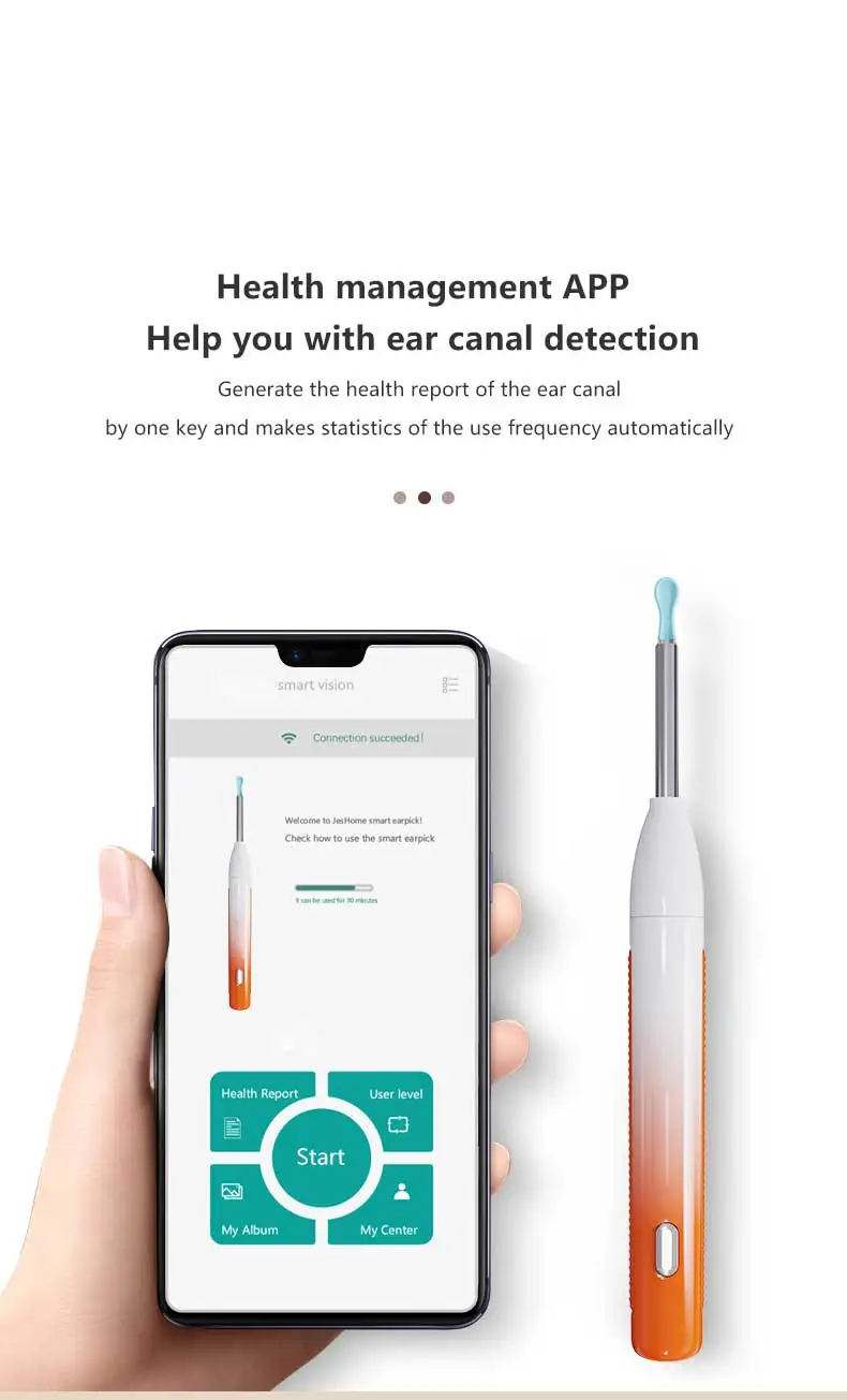 Smart Ear Cleaner endoscopio cucchiaio macchina fotografica Picker pulizia rimozione della cera Visual Earpick Wifi bocca naso otoscopio supporto Android