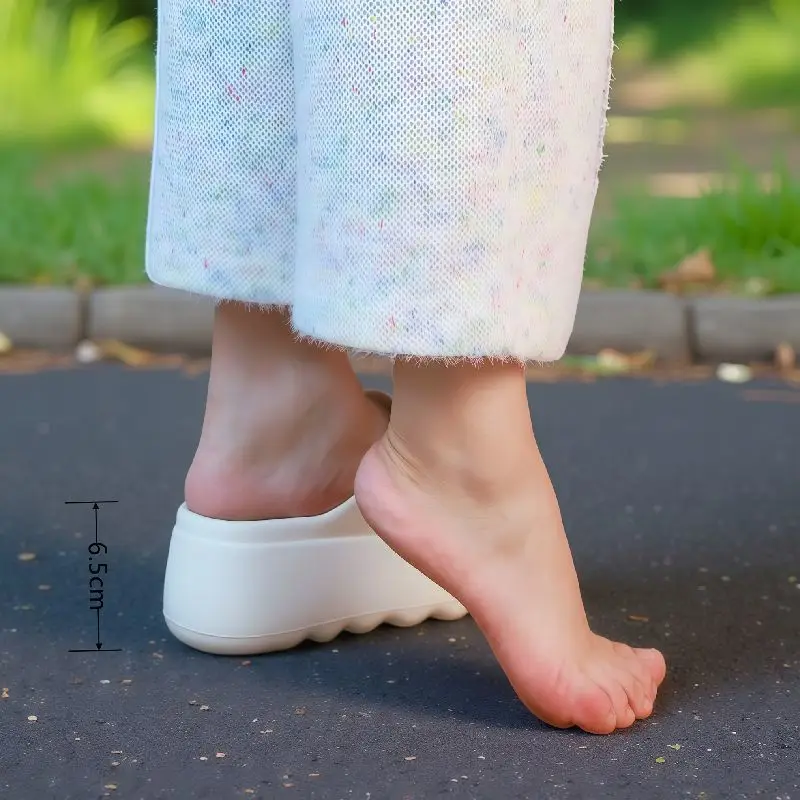 New 2026 Green Rabbit Cat Slippers Woman 6.5cm High Heels Platform EVA Slides Designer Sandals Beach Clogs Women Elevator Shoe image 2