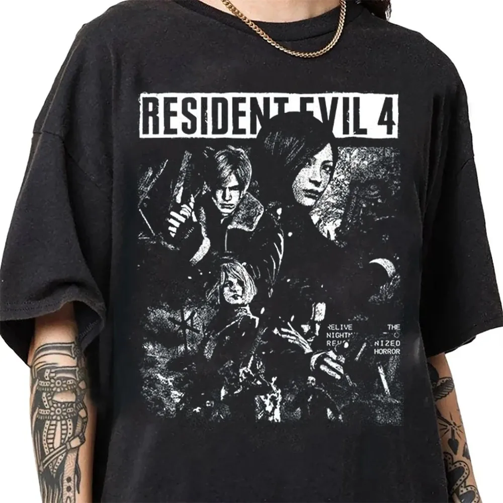 Resident Evil 4 Biohazard Game T-shirt For Men Women 100% Cotton T Shirts Streetwear Tops J58