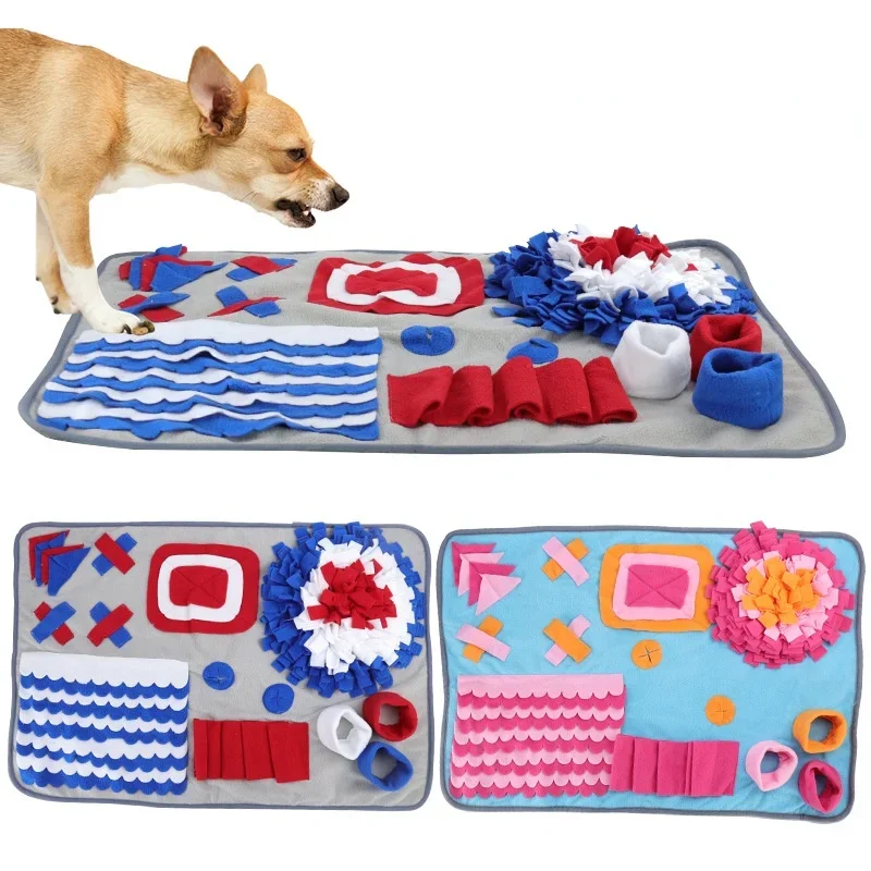 Pet Dog Snuffle Mat Pet Sniffing Training Blanket Detachable Fleece Pads Dog Mat Relieve Stress Nosework Puzzle Toy Pet Nose Pad