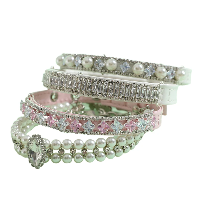 Luxury Rhinestone Puppy Collar for Small Dogs Cat Necklace Bling Crystal Jewelry Pet Accessorie Princess Diamond Wedding Collar