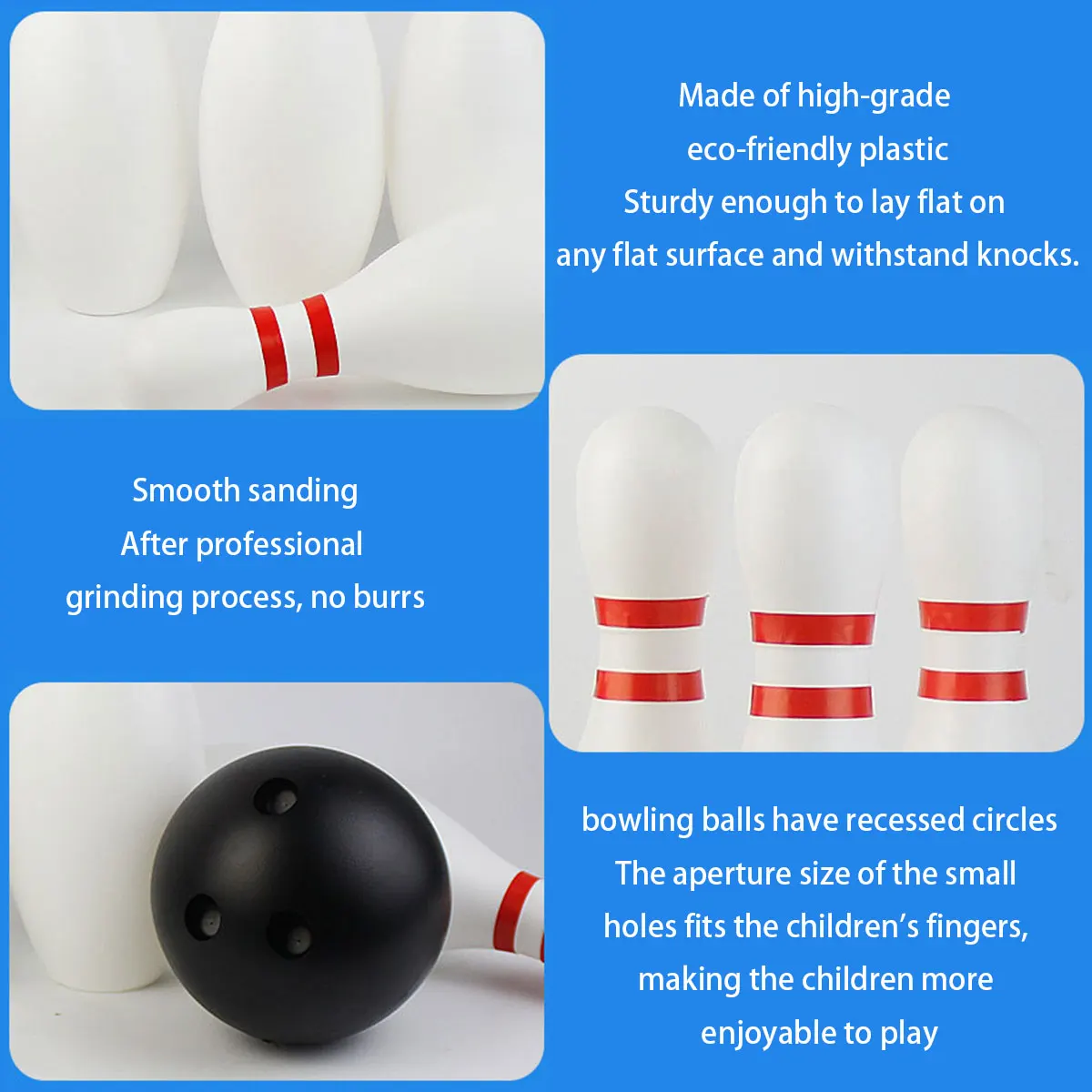 مجموعة بولينج للأطفال مع 10 دبابيس بيضاء كلاسيكية وكرتين للأطفال الصغار في الأماكن المغلقة والخارجية هدايا عيد الميلاد للأولاد والبنات #3