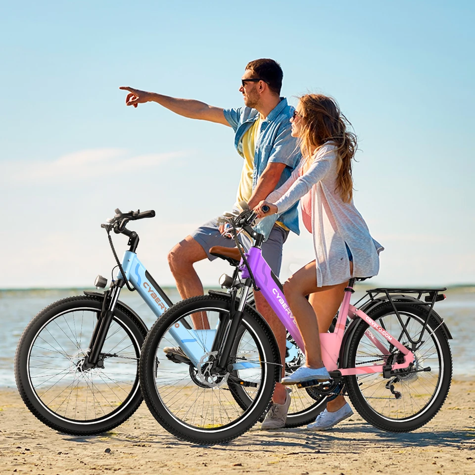 Cybervelo 1000W Peak Electric Bike 26 Inch 7-Speed Removable Battery 80 Miles Range Ebike for Men And Women Beach Snow Commute EK2 image 12