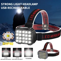 High Power 20LED Headlight USB Rechargeable Headlight Emergency Head Flashlight Waterproof Camping Fishing Lights