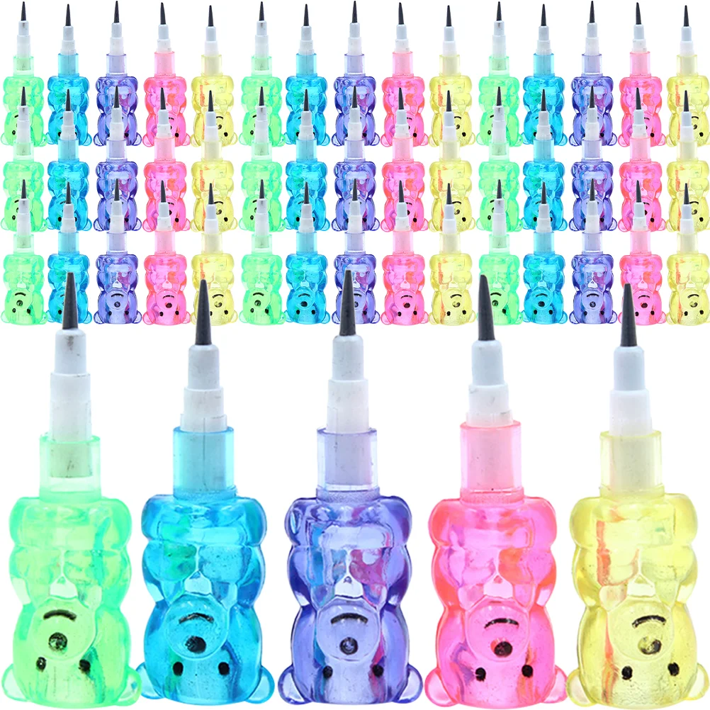 Ciieeo Stackable Plastic Bear Pencils - 10Pcs Colored Stacking Point Pencils for Birthday Favors