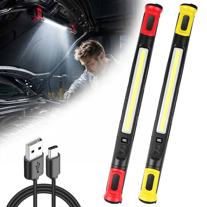 

COB auto repair lamp rechargeable work lamp car repair super bright magnetic adsorption multi-light source with hook light