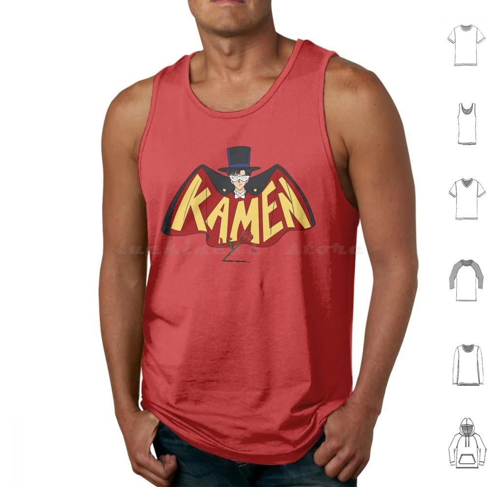 Retro Tuxedo Kamen Logo Tank Tops Vest Sleeveless Tuxedo Tuxedo Kamen Pretty Guardian Mash Up Pop Culture Bruce Wayne Mamoru