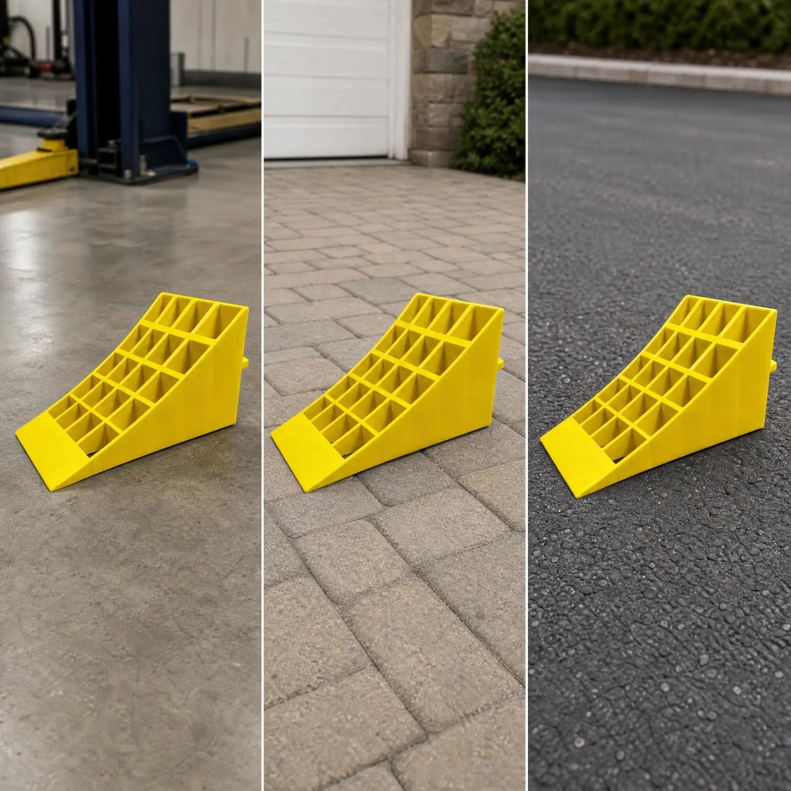 Triangular Vehicle Wheel Chock Simple to Position and Store Wedge-Shaped Wheel Chock with Top Handle Vehicle Roll Stopper for