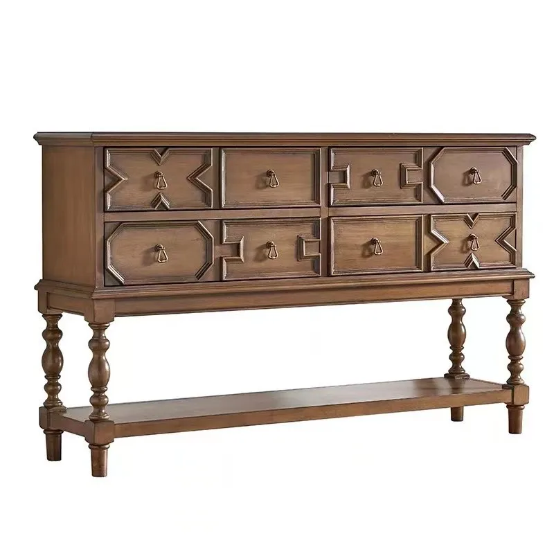 American light luxury solid wood living room porch cabinet retro Roman column foyer cabinet locker partition decorative cabinet