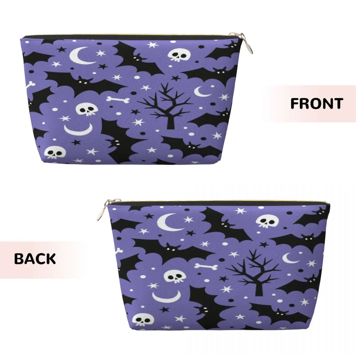 Custom Travel Halloween Spooky Bats Skull Toiletry Bag Portable Goth Occult Witch Makeup Cosmetic Beauty Storage Dopp Kit Case